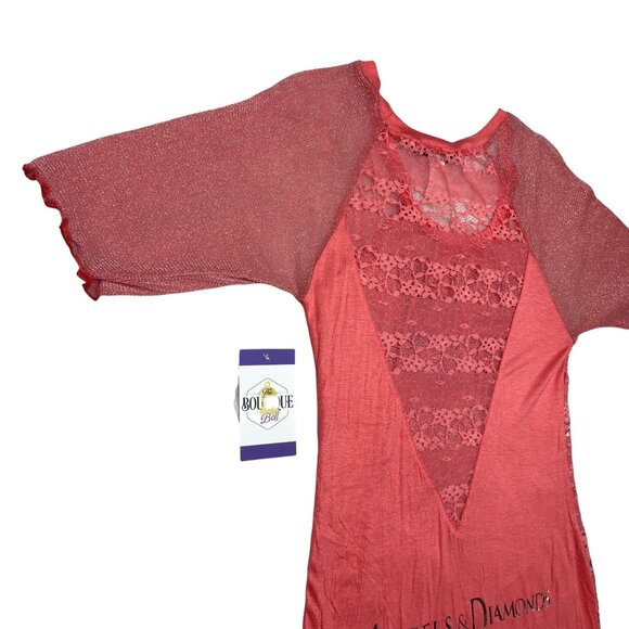 Angels Diamonds Tunic Top Womens S Red Whimsi Goth Indie Sleaze Soft Girl Glam - Picture 14 of 16